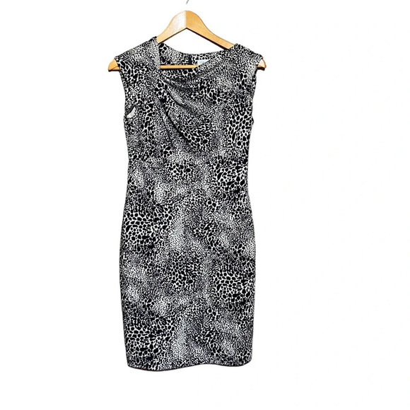 Calvin Klein‎ Women’s Knit Leopard Print Sheath Dress Size 4 - Picture 1 of 8